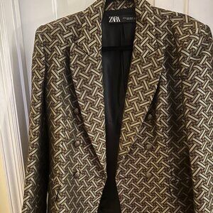 RARE Zara Geometric Jacquard Blazer
